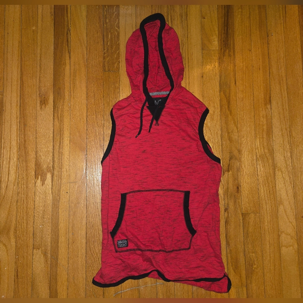 Red Sleeveless Hoodie Tank Top